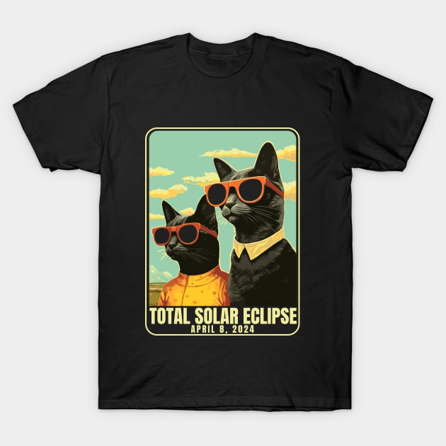 2024 Total Solar Eclipse April 8 Eclipse Watching Cats T-Shirt by Apocatnipse Meow